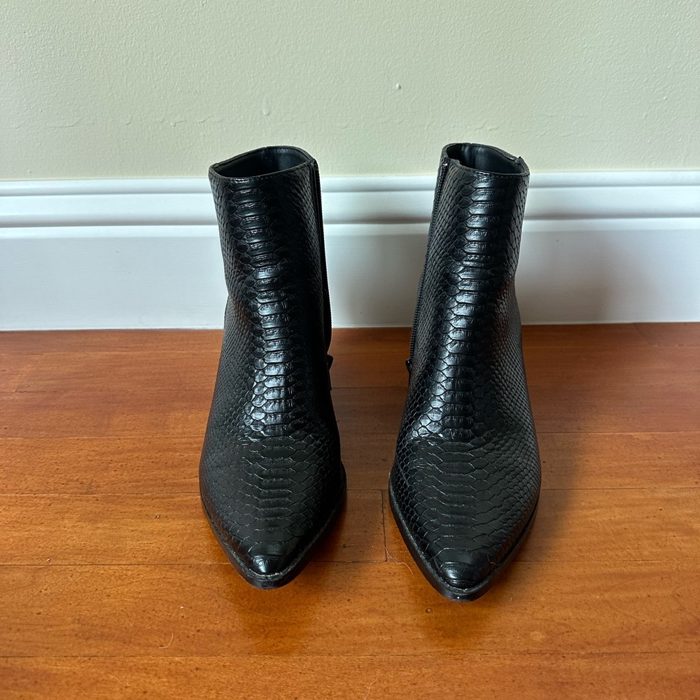 Lulu's x Matisse Black Snakeskin Ankle Booties